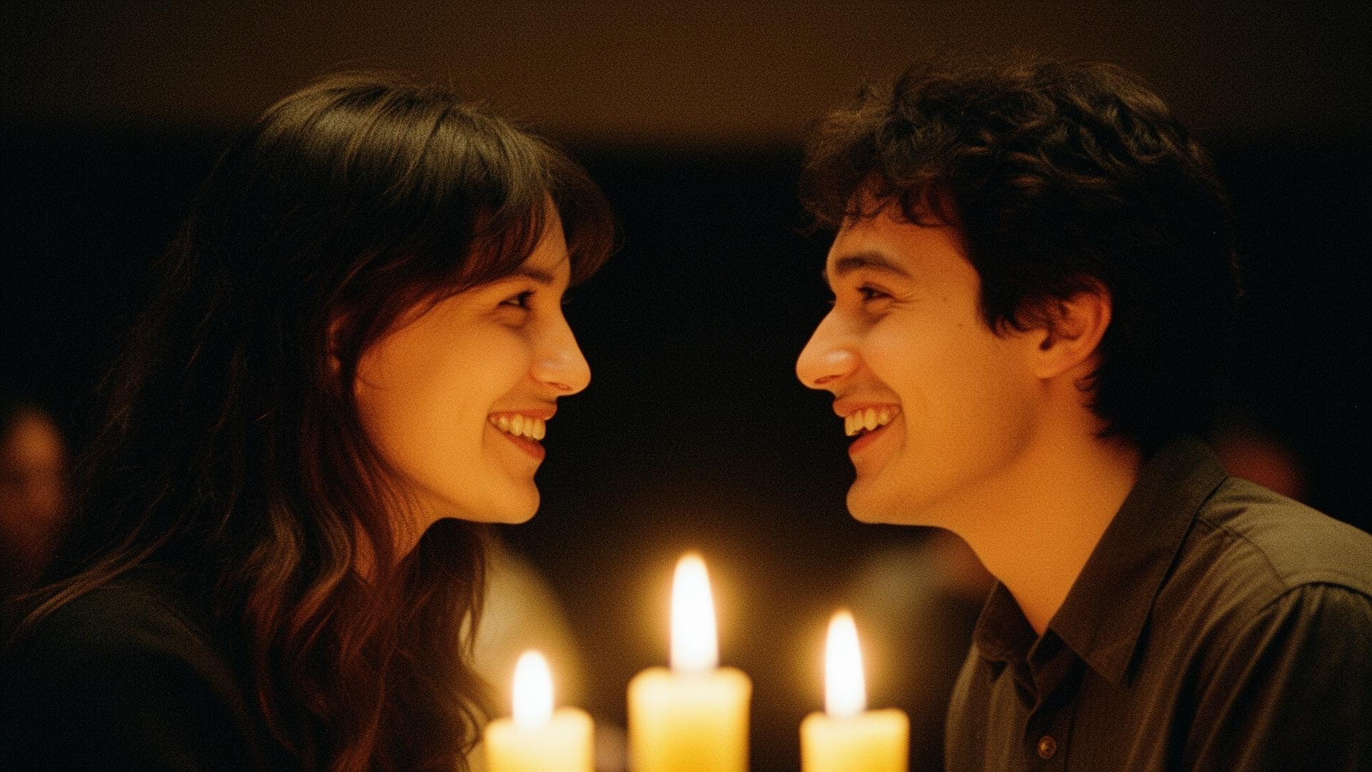 Two listeners sharing a quiet smile